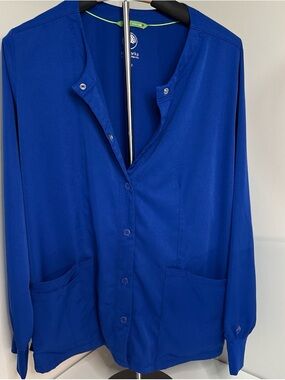 Healing Hands Royal Blue Button-Front Scrub Jacket